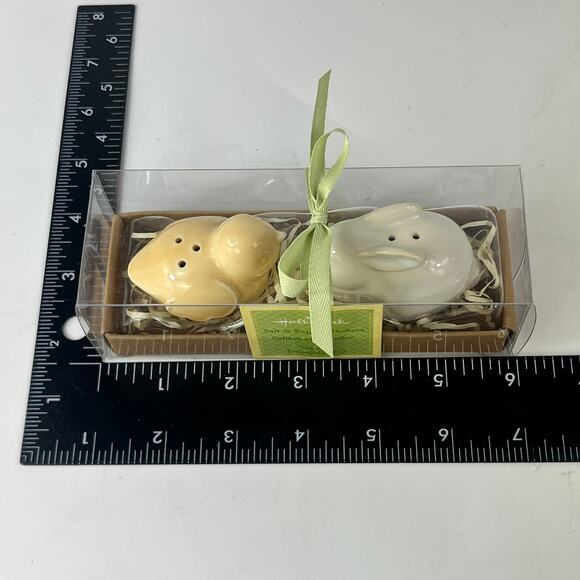 Chick Bunny Easter Salt Pepper Shaker Set New Hallmark Retired NOS Yellow White - Picture 5 of 6